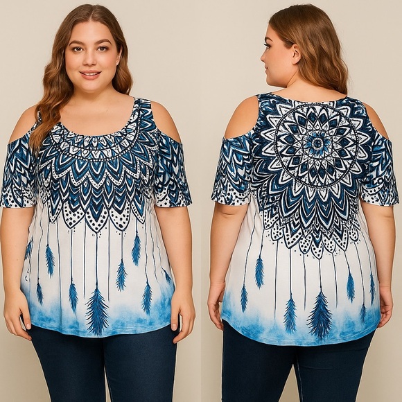 Tops - CHICYEA Women's Cold Shoulder Tunic Top 3XL